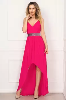 Rochie eleganta de seara Xara fucsia asimetrica plisata imagine