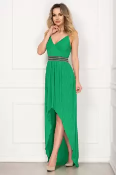Rochie eleganta de seara Xara verde asimetrica plisata imagine