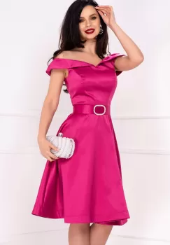 Rochie eleganta in clos Roberta fuchsia cu umeri cazuti imagine