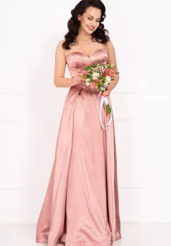 Rochie eleganta lunga Bianca roz din tafta imagine