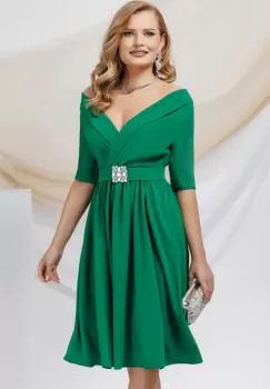 Rochie eleganta Pretty Girl in clos de ocazie verde cu cordon detasabil imagine