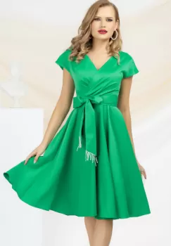 Rochie eleganta Pretty Girl verde in clos cu cordon detasabil imagine
