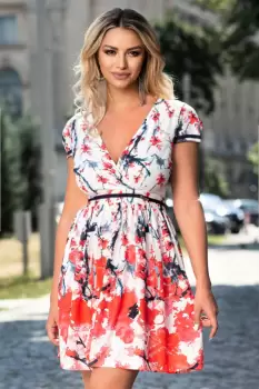 Rochie Fofy eleganta cu imprimeu rosu imagine