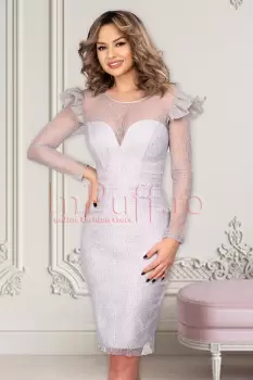 Rochie gri de ocazie cu sclipici imagine