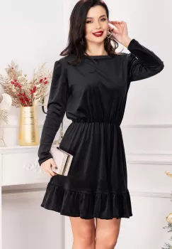 Rochie in clos Cherry din catifea neagra cu volanas imagine