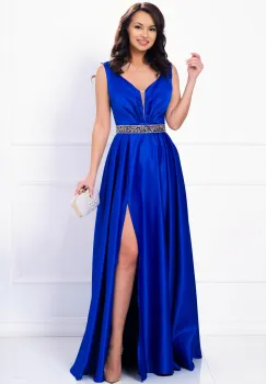 Rochie lunga eleganta din tafta albastru royal Camila imagine