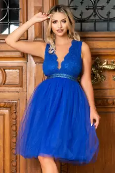 Rochie MBG de ocazie albastru electric baby doll imagine