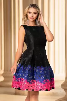 Rochie MBG de ocazie neagra cu broderie florala imagine