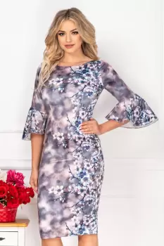 Rochie MBG din tafta lila cu maneci clopot imagine