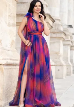 Rochie pretioasa Josephine royal cu imprimeu tip pictura imagine