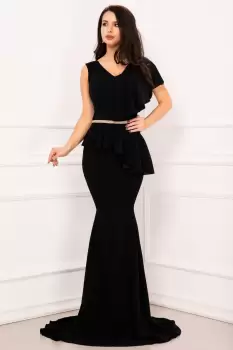 Rochie sirena de nasa Rachel eleganta neagra cu volan amplu imagine
