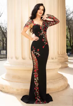 Rochie sirena de seara Anelisse eleganta cu trandafiri brodati imagine