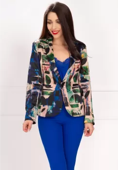 Sacou dama cu imprimeu jungle multicolor imagine