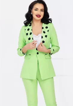 Sacou lime dama cu mansete si rever cu buline imagine