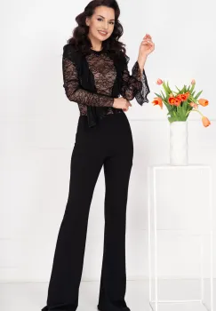 Salopeta eleganta neagra evazata din bistrech si dantela imagine