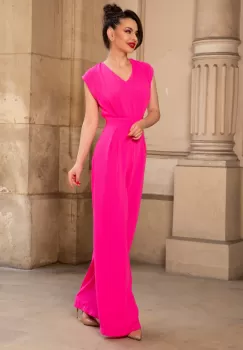 Salopeta roz lejera din vascoza cu pantalon evazat imagine