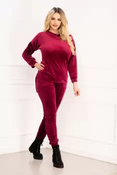 Trening asimetric din catifea bordo Amelia By InPuff imagine