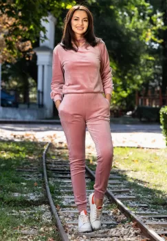 Trening din catifea rose Priscilla cu banda in jurul gatului imagine