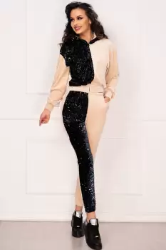 Trening Kiara bej din catifea cu paiete reversibile imagine