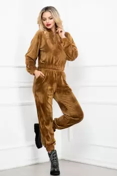 Trening trendy maron din catifea pufoasa imagine