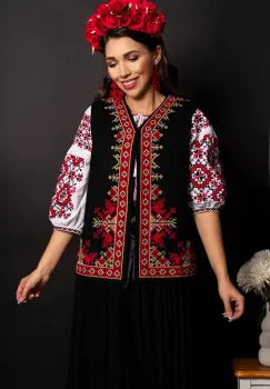 Vesta dama traditionala Samantha brodata cu simbolul rombului imagine