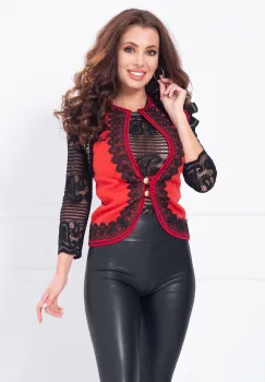 Vesta traditionala rosie din lana cu broderie aplicata Legendaria by Venezia imagine