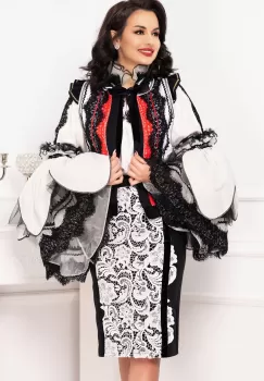 Vesta Venezia ecru cu volane la umeri si dantela aplicata imagine