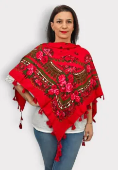 Batic etno mare - Crinuta- Rosu 4 imagine