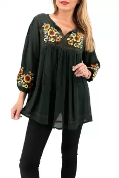 Bluza tip ie cu broderie florala - Lavinia 2 imagine