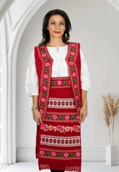 Costum Traditional Vesta, brau si 2 Fote brodate Olguta 2 imagine