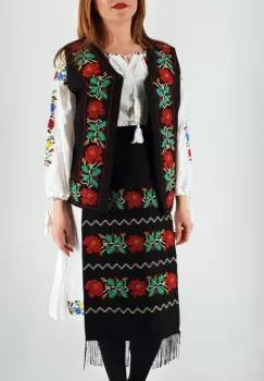 Costum Traditional Vesta si 2 Fote brodate Aurica - Marime Mare imagine