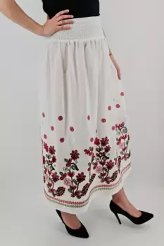 Fusta lunga stilizata cu motive florale imagine