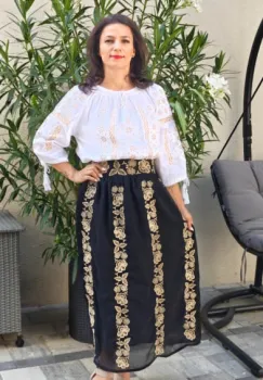 Fusta voal cu motive florale Gabriela imagine