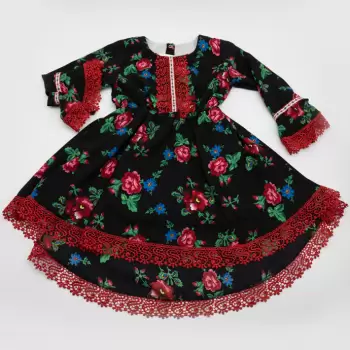 Rochita cu tematica florala de la 10 ani la 14 ani - Negru imagine