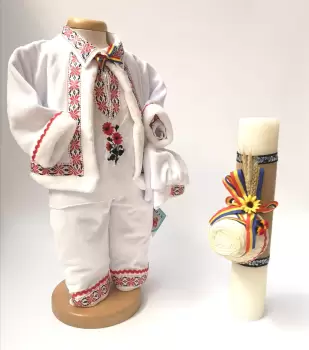 Set Traditional Botez Baiat - Costumas + Lumanare 2 imagine