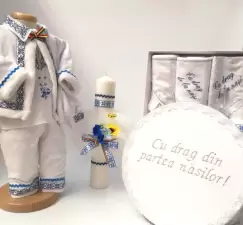 Set Traditional Botez Baiat - Costumas + Trusou + Cutie + Lumanare 2 imagine