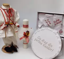 Set Traditional Botez - Costumas baietel Trusou Cutie pentru trusou Lumanare imagine