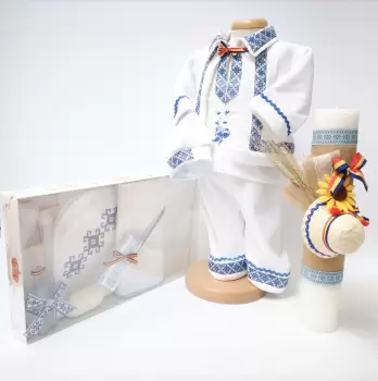 Set Traditional Botez - Costumas baietel Trusou Lumanare imagine
