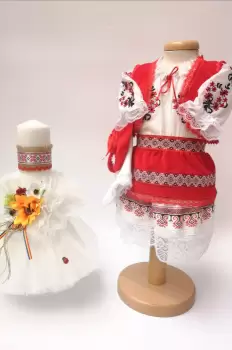 Set Traditional Botez - Costumas fetita Lumanare 4 imagine