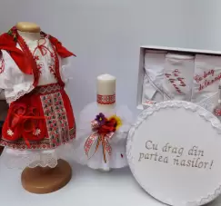 Set Traditional Botez - Costumas fetita Trusou Cutie pentru trusou Lumanare 2 imagine