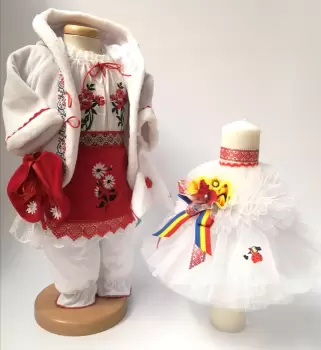 Set Traditional Botez Fetita - Costumas + Lumanare imagine