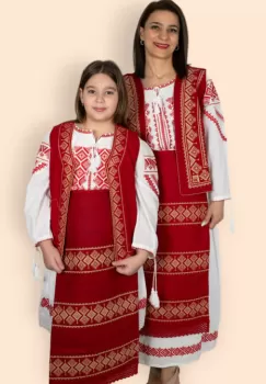 Set Traditional Mama fiica Rochie, vesta si fote Olguta 3 imagine