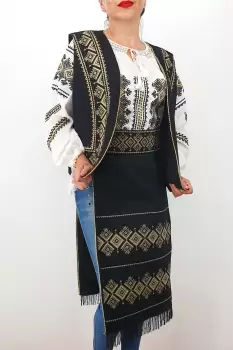 SET Traditional - Vesta, brau si 2 Fote brodate cu model traditional Alina imagine