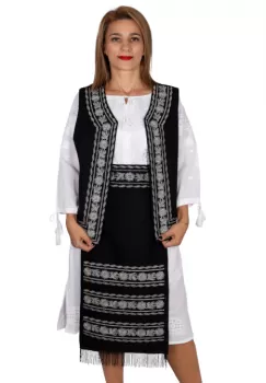 SET Traditional - Vesta, brau si 2 Fote brodate cu model traditional Alina imagine