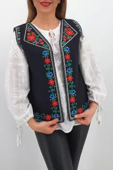 Vesta brodata cu model traditional Angi 2 imagine