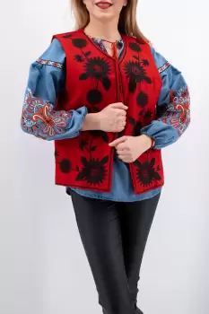 Vesta brodata cu model traditional Constantina imagine