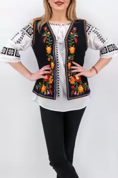 Vesta brodata cu model traditional Doina 5 imagine