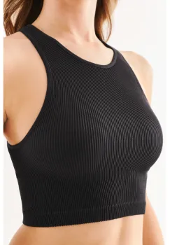 Bustiera cu decolteu halter si fara cusaturi Gabriella negru imagine