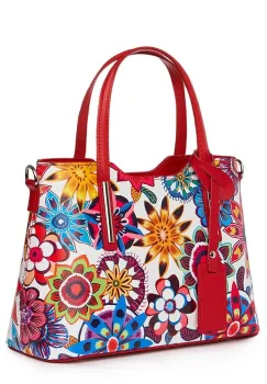 Geanta dama din piele cu model floral Mariella FF7 imagine