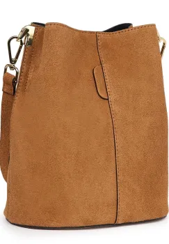 Geanta dama din piele intoarsa Milena coniac imagine